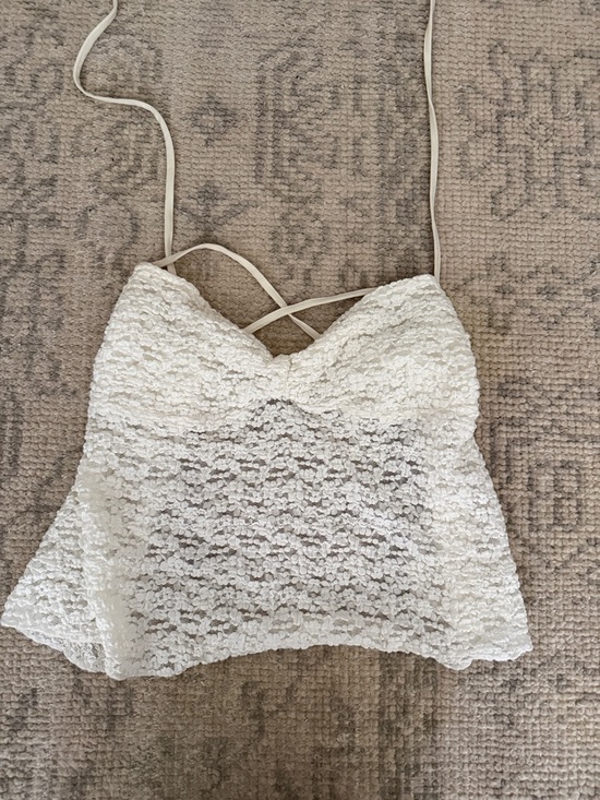 Garage Tops - Garage White Lace Strappy Cropped Cami
